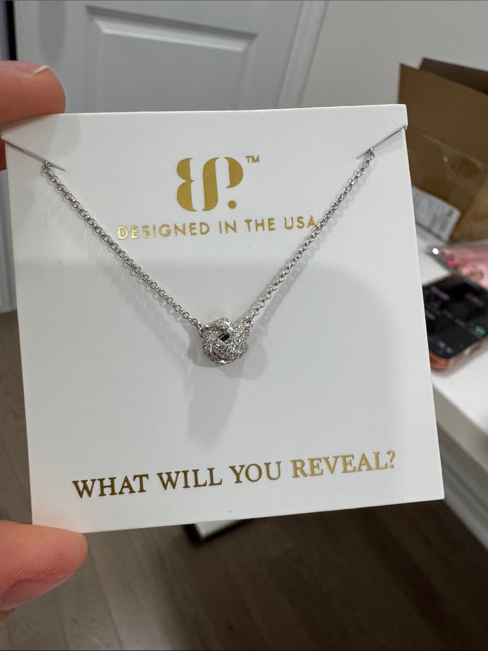 BO Silver Pavé Knot Pendant Necklace